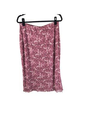 Urban Social Midi Skirt Pull On Mesh Lettuce Hem Purple L